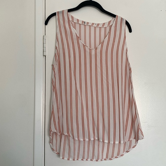 Papaya white and rust stripe flowy tank blouse size medium - Picture 1 of 4